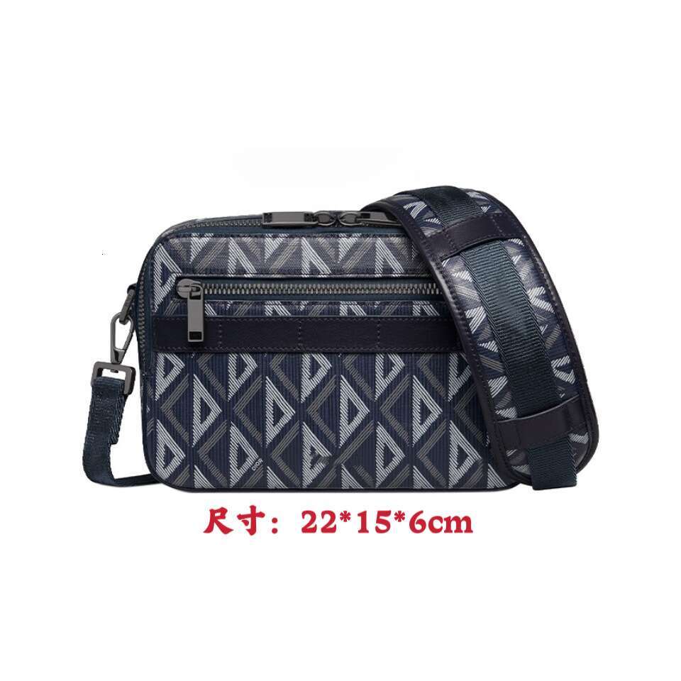 New men's PVC camera canvas coating classic checkered shoulder crossbody messenger bag