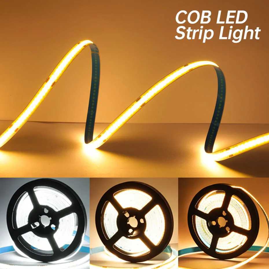 DC12V Ultra-Thin 8mm COB LED Strip 320LEDs/m 05m-5m Dimmable with 3-Key Control for Under Cabinet Showcase Lighting Install M251129