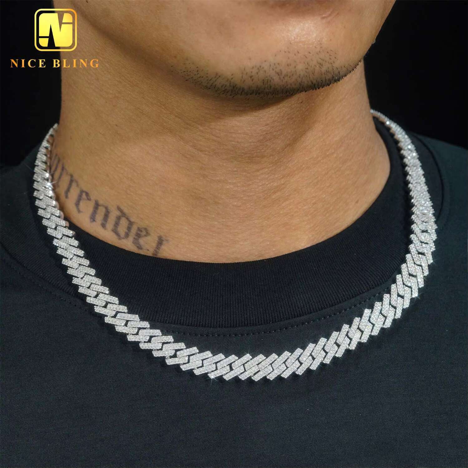 10mm Hip Hop Necklace Fashion Style S Vvs Iced Out Jewelry Moissanite Dia Cuban Link Chain