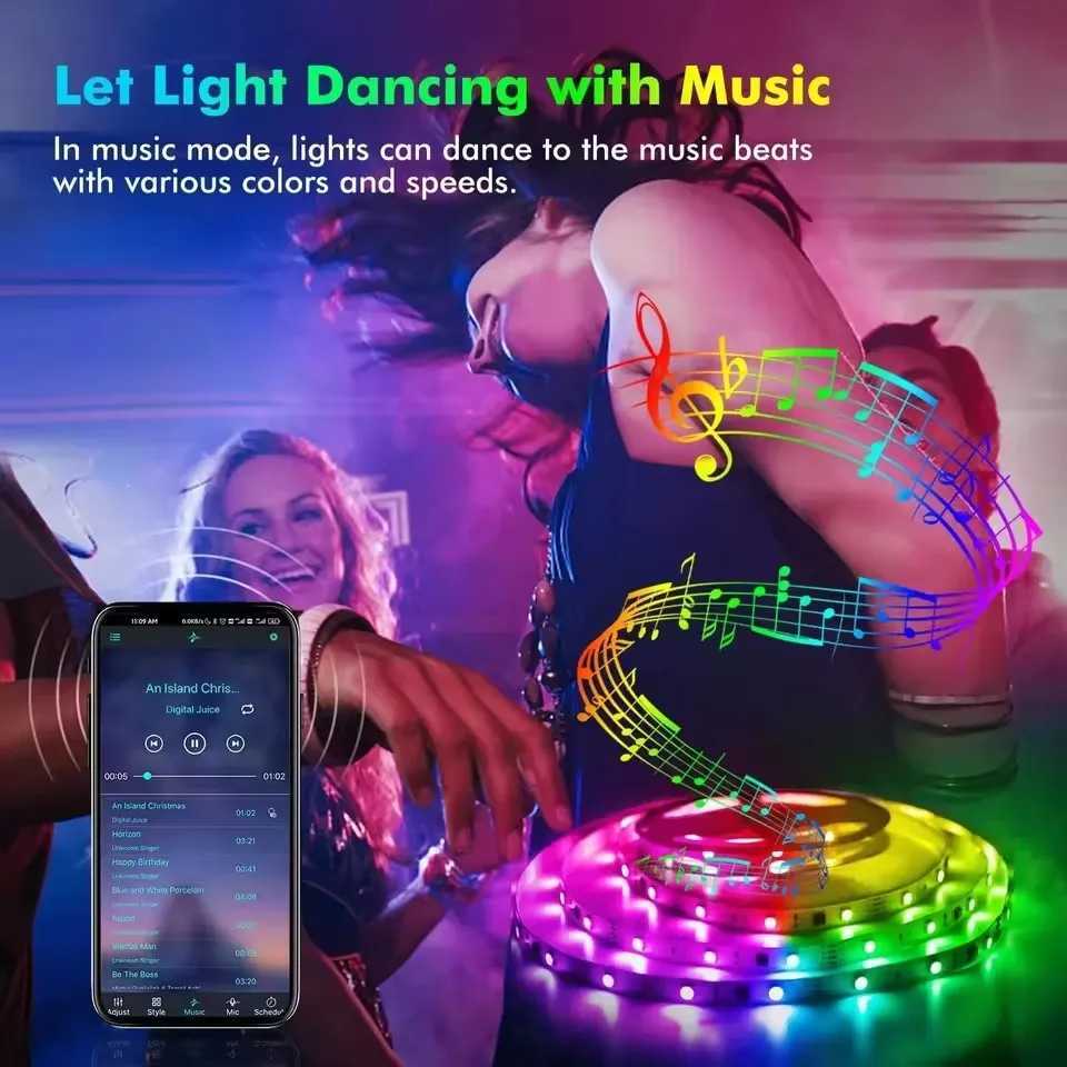 USB LED Strip Lights 1m-30m APP Control Color Changing RGB Led Light Flexible Lamp Tape Christmas Room Decoration TV Backlight M251129