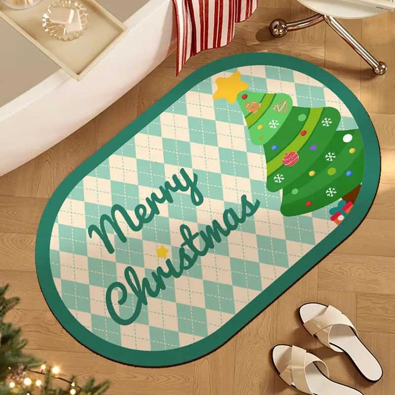 Soft diat d bathro absorbent floor mat Christmas theme atmosphere foot mat toilet door non-slip mat H251129