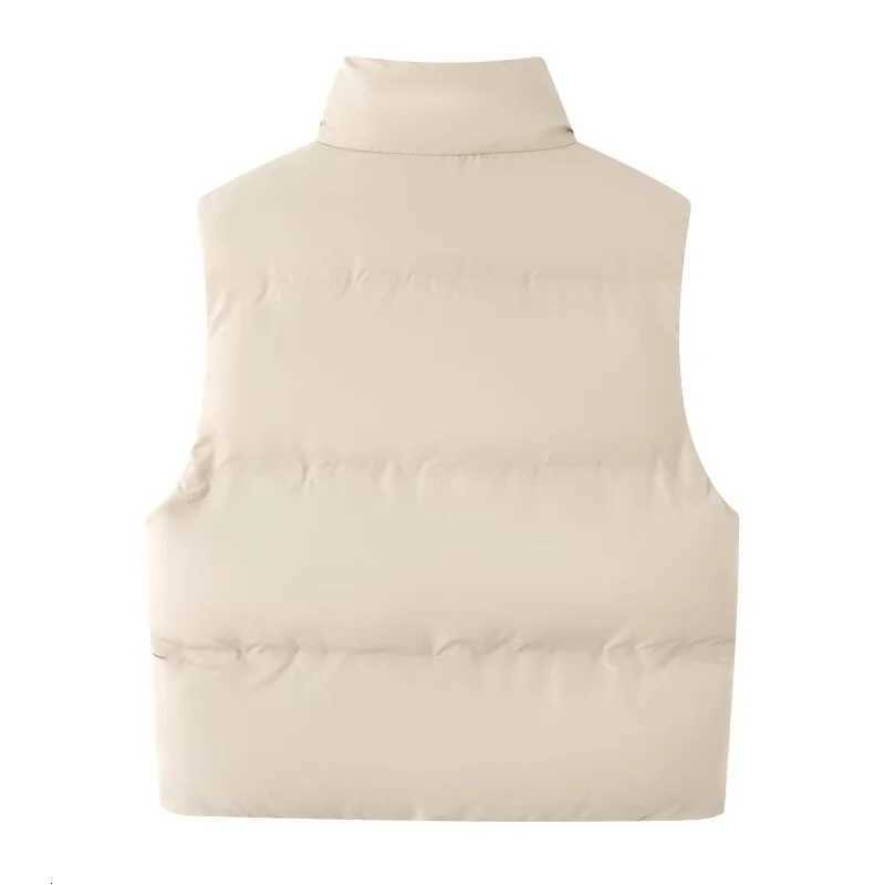 2025 autumn new womens casual fashion versatile simple temperament stand collar sleeveless warm vest jacketT251129