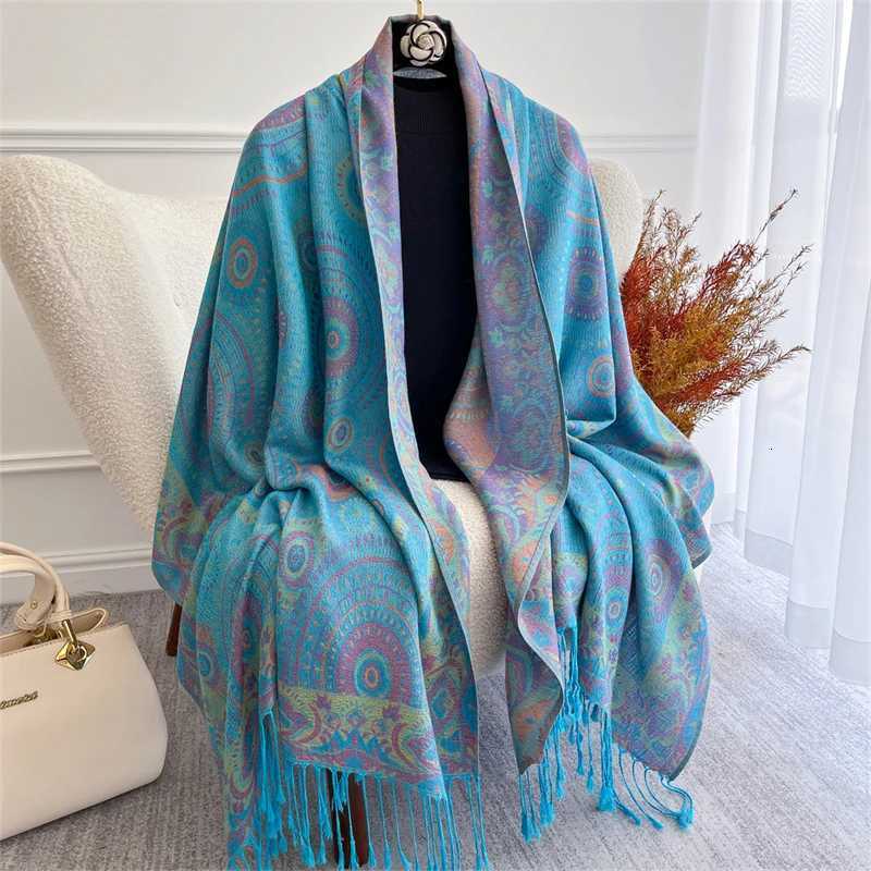Thicken Embroidery Cashmere Winter Scarves Women Pareo Cape Warm Muslim Shawl Chunky Headscarf Wrap Ladies Elegant Poncho Turban H260618