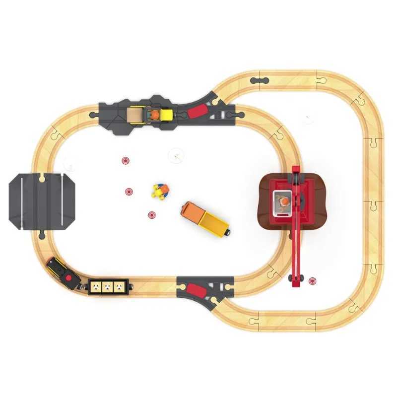 Wooden Railway Track Set Electric Train Magnetic Model Car Diecast Slot Fit All Brand Biro Wood Track Assemble Toy Boy Gift J251129