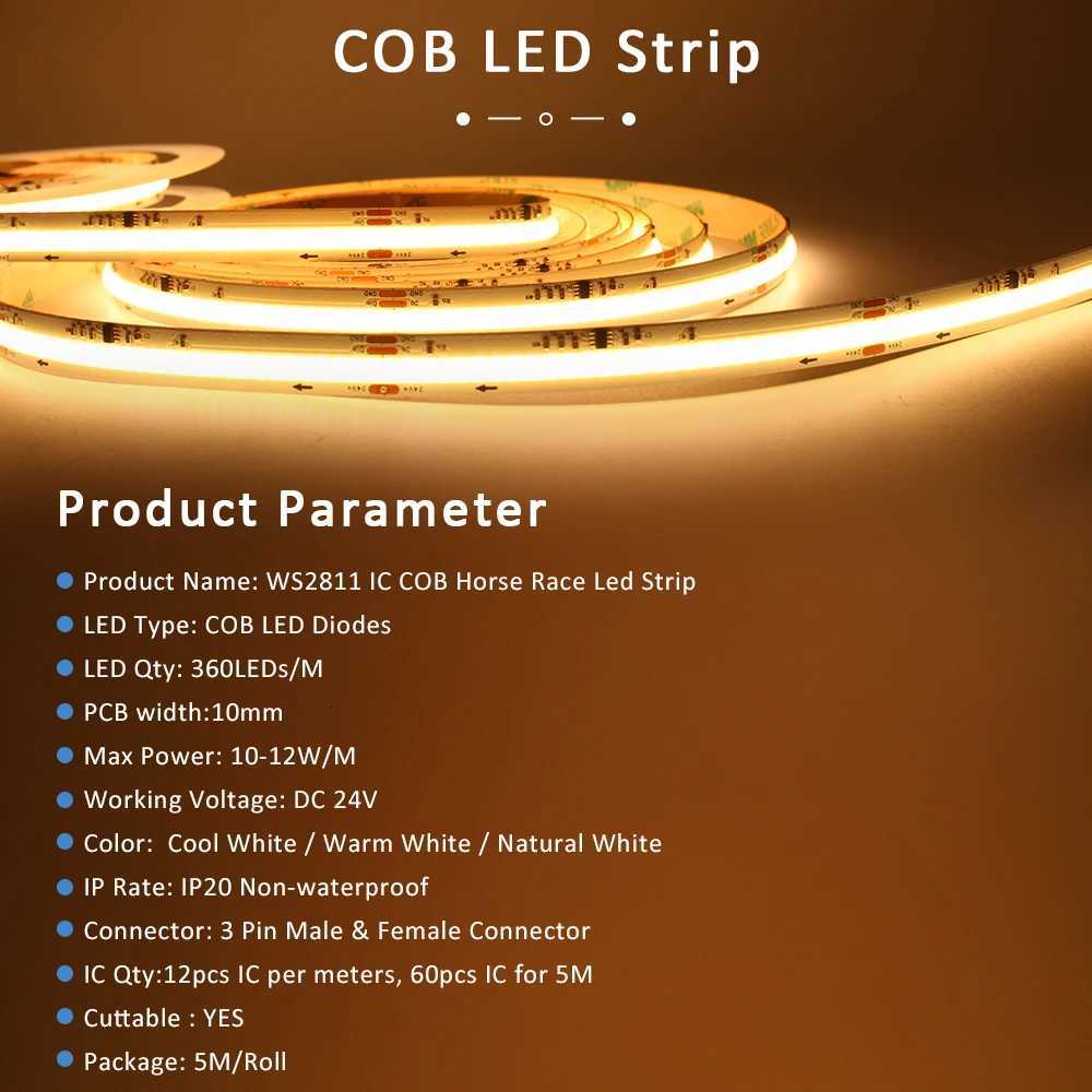 5M 10M 15M WS2811 COB Running Water Strip Light for 24V 400W PIR Motion Sensor LED Stair Controller Staircase Lighting Decor M251129