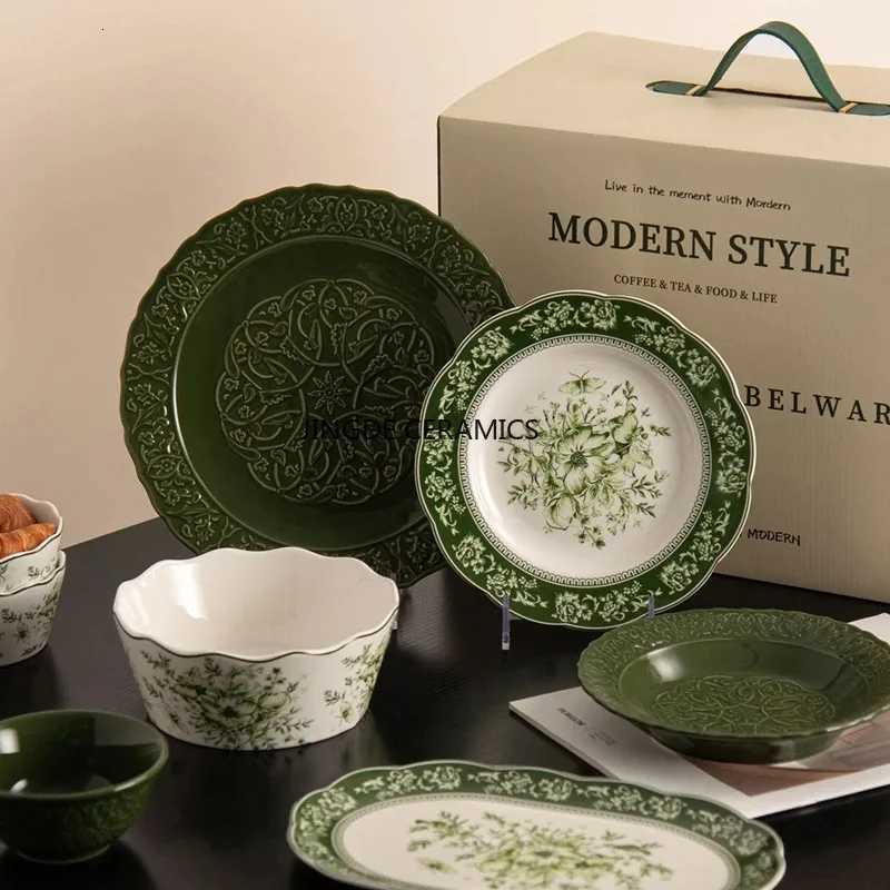 Luxury Nordic Ceramic Large Ramen Bowl Cake Salad Plate Breakfast Bowl Noodles R Soup Bowls He Kitchen Tableware 1pcs Y251129