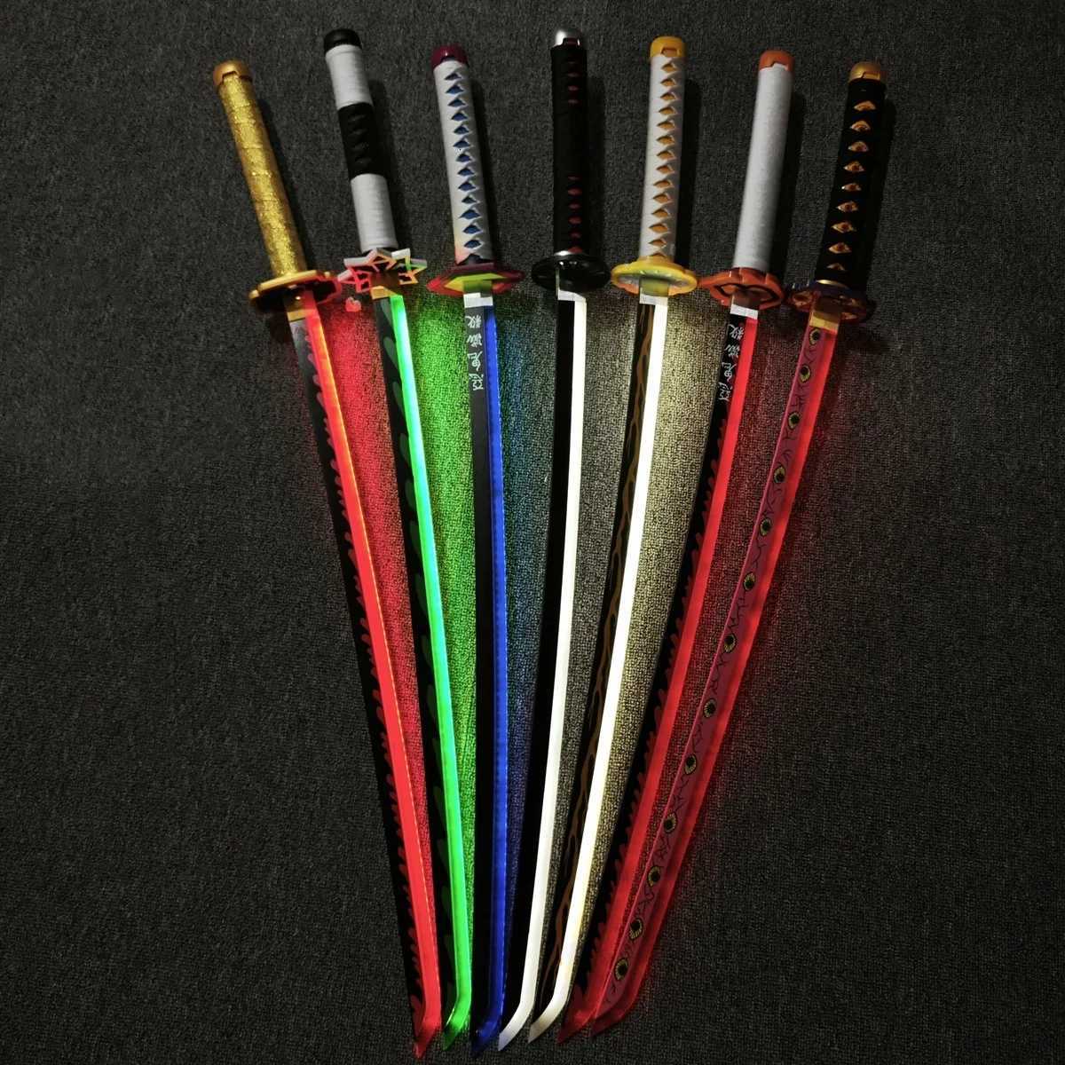 104cm Demon Slayer Bright Katana LED Light Sword Kimetsu No Yaiba Anime Cosplay Prop Real Size Japanese Katana Samurai Sabre Y251129