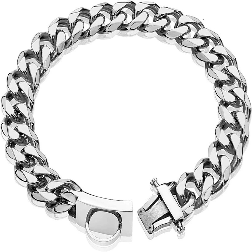 Gold Silver Dog Collars Stainless Steel Necklace Collar Pet Supplies Accessories Chain Medium Large Dogs Gold Solid Cuban