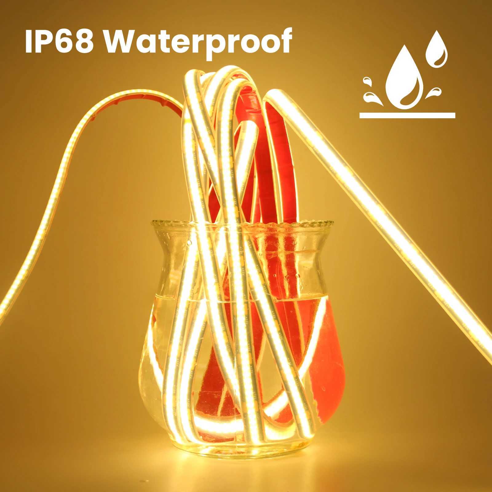 12V 24V COB LED Strip 320LEDs/m 8mm Flexible LED Tape Ribbon for Room Decor 3000K 4000K 6000K IP68 Waterproof Rope Lamp M251129