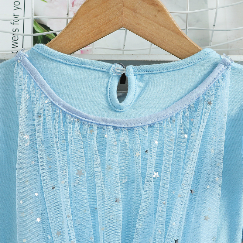 Disney Elsa princess dress for girls princess dress birthday outfit dress beach dress long sleeve puffy tulle dress girls clothing comfortable and sof
