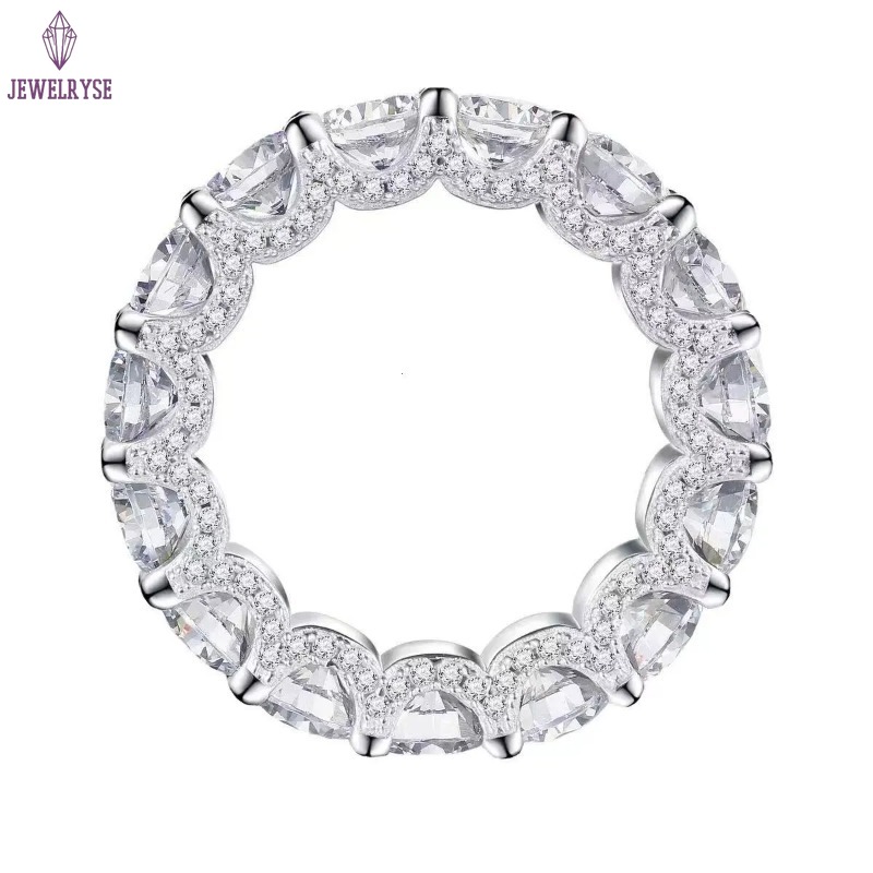 Wholesale Real 10K 14K 18K Solid Gold Moissanite Eternity Engagement Band Ring Iced Out Vvs Lab Grown Diamond Wedding Ring