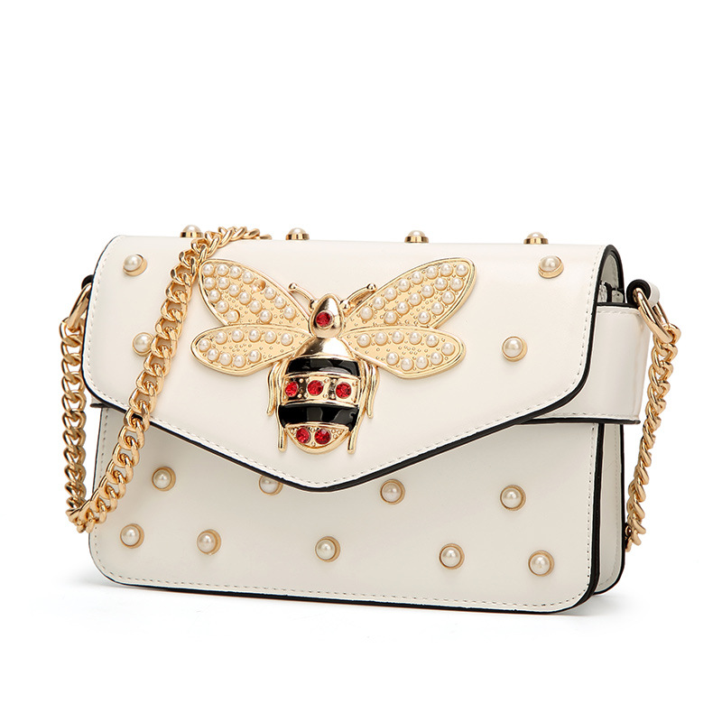 Pearl Embellished Crossbody Bag Mini Embroidered Bee Purse for Women Cute Party and Casual Use 1100368158
