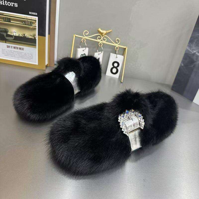 fluffy loafers for women flat free shipping designer hot 2025 light luxury slipon casual warm fleecelined cotton shoes