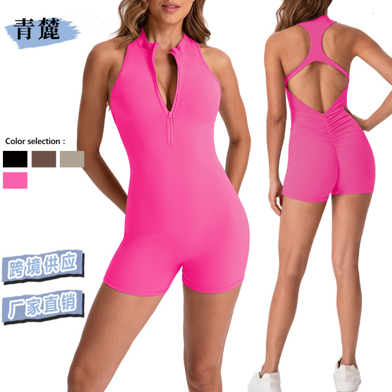 Pilates Peach Hip Fitness jumpsuit for women summer style tight fitting hip lifting empty back sports jumpsuit yoga suit 250220