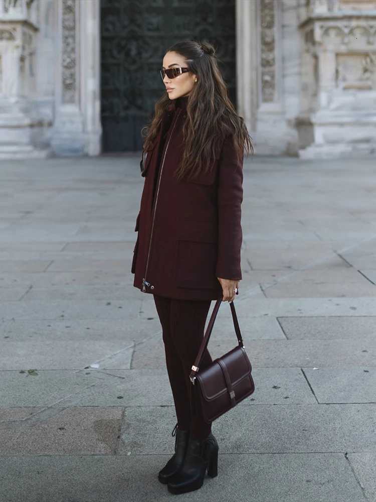 Casual Woolen Vests Womens Autumn Leisure Version V-ne Workwear Functional Vest No Button Pure Color Commute SleT251129