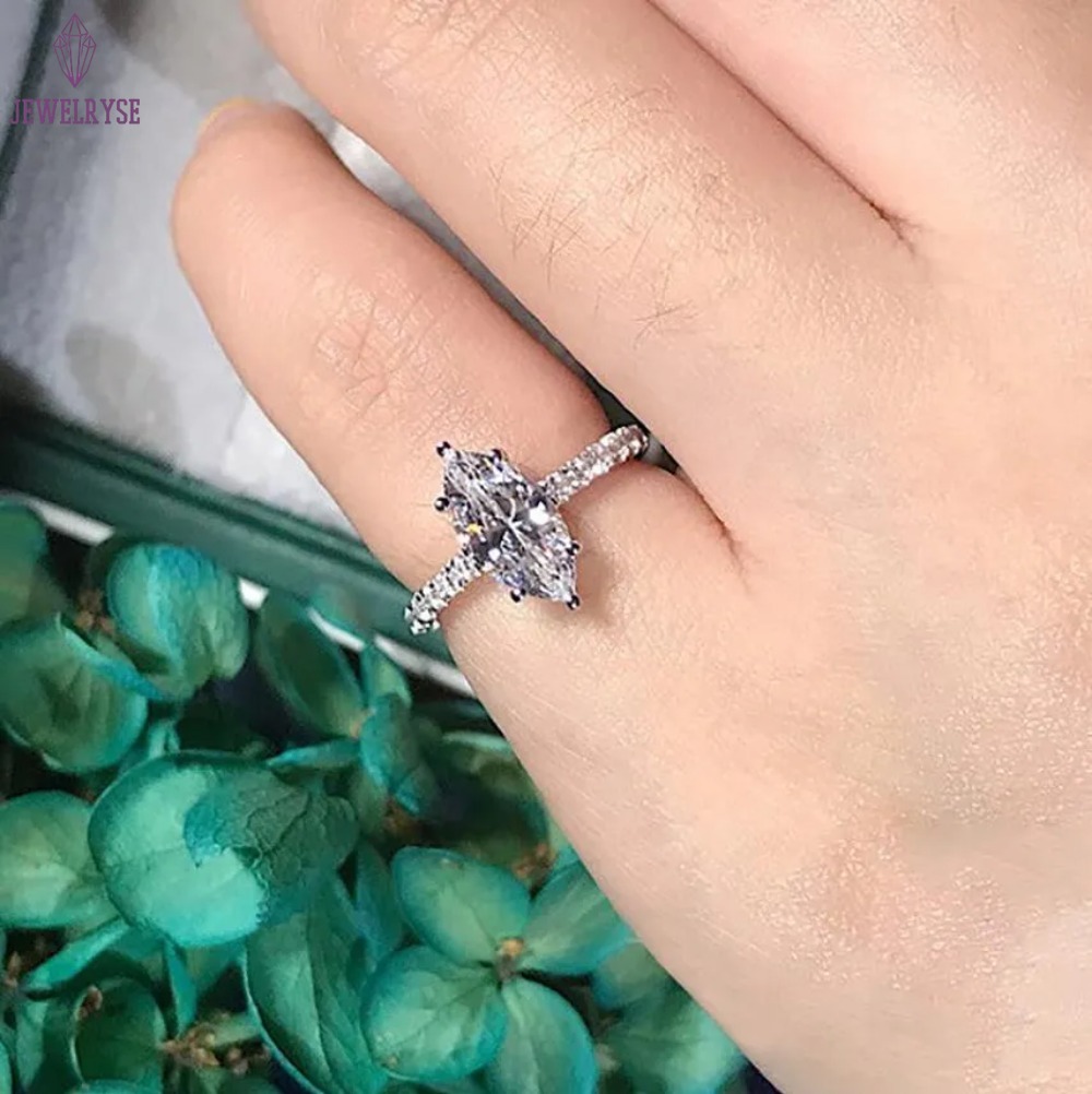 5CT Sparkling Hot Sale Luxury Jewelry 18K White Gold Fill Marquise Cut Moissanite Diamond Eternity Party Women Wedding Band Ring For Love