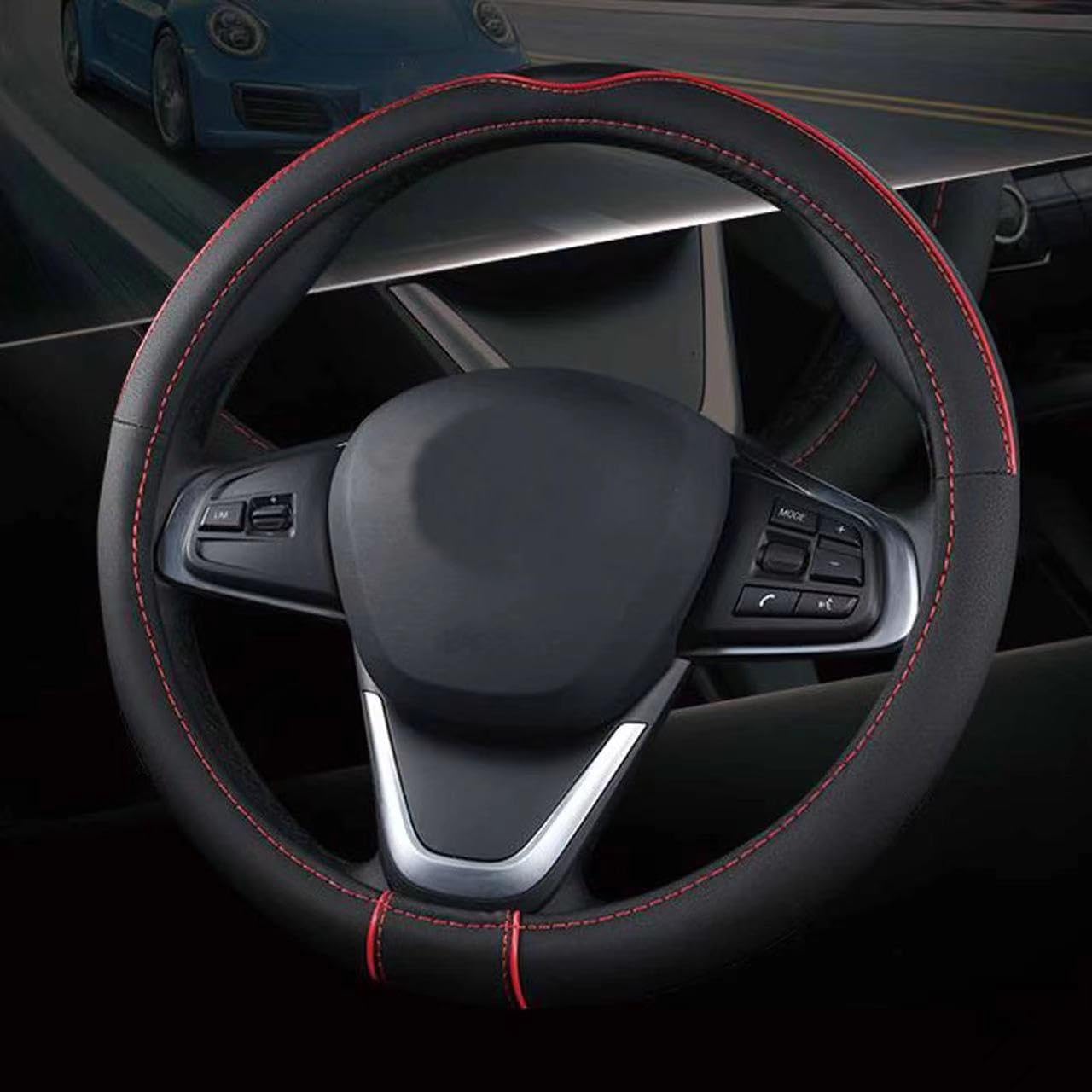 Soft Faux Leather Universal Steering Wheel Cover 38cm Car Styling Sport Auto Steering-wheel Covers Anti-slip Automotive Accessorie