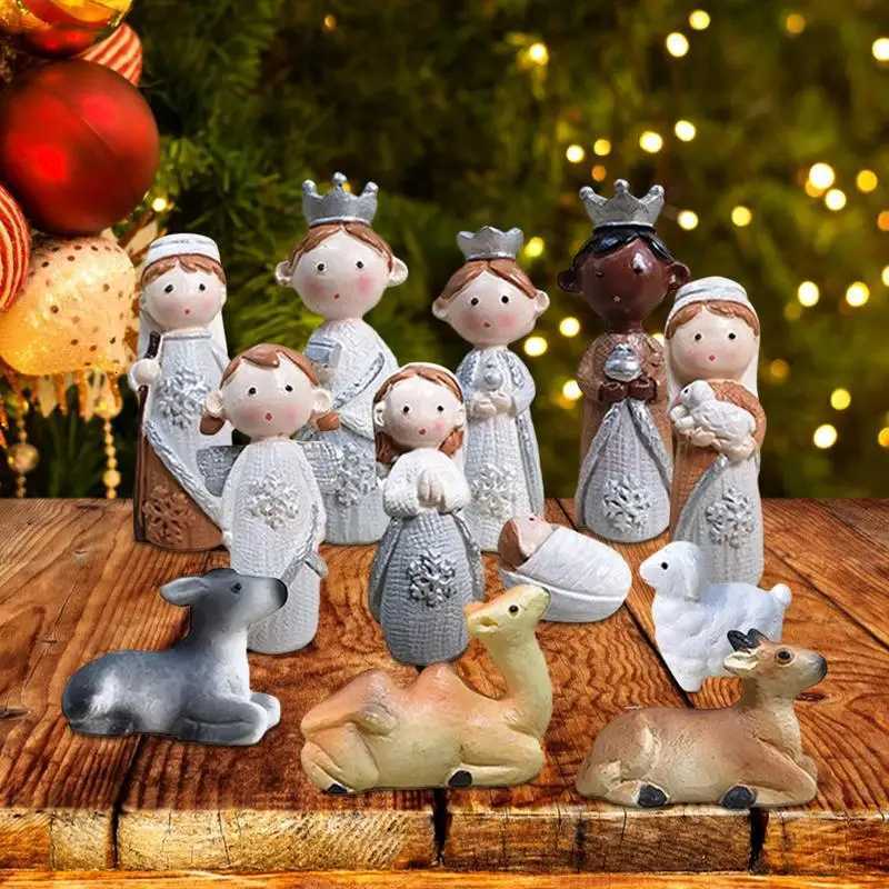 Christmas Nativity Scene Figurines Religious The Birth Of Jesus Decor Nativity Figures Set For Desk Desktop Shelf Bookshelf H251129