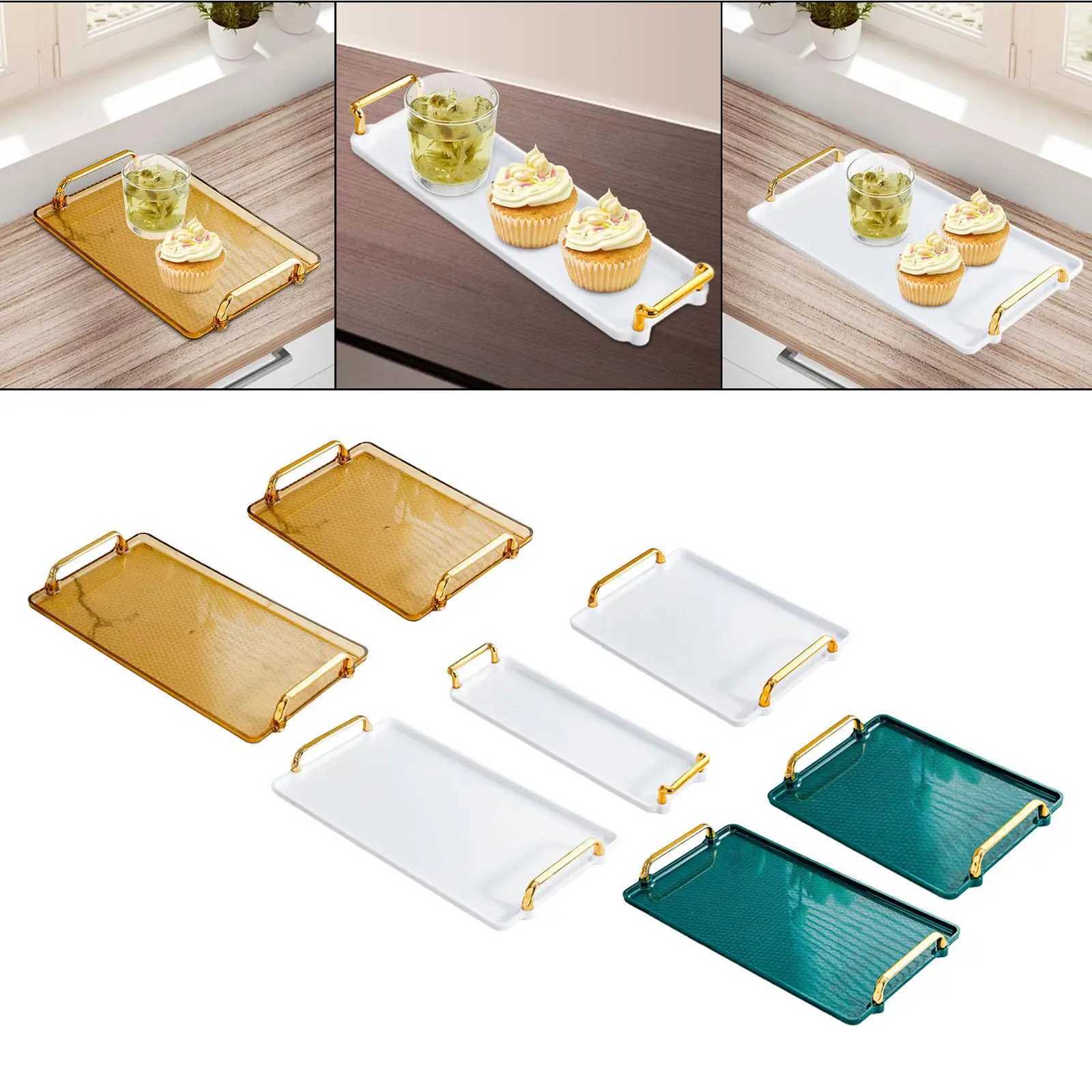 Serving Tray with Handle Vanity Tray Dinner Plate Bathroom Vanity Organizer Platter for Party Table Centerpiece Living Room Y251129