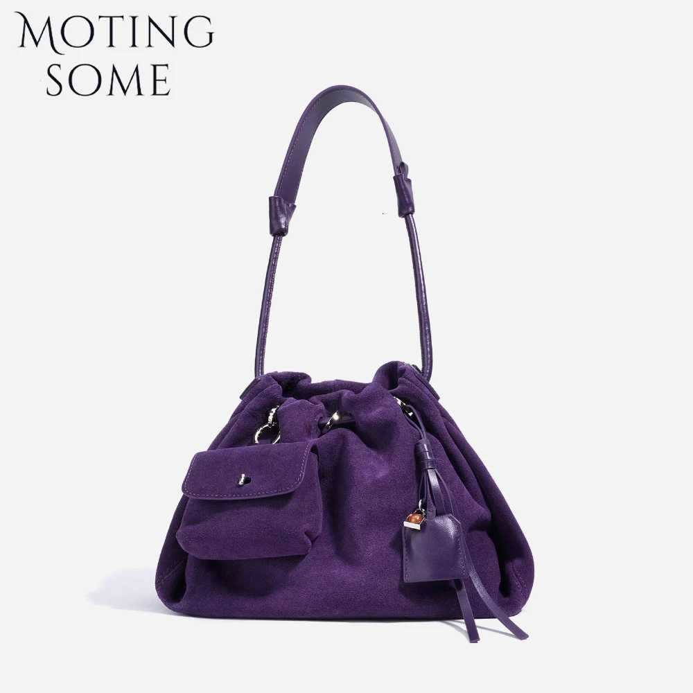 Motingsome Natural Suede Leather Shoulder Handbag Spring New Color Matte Genuine Leather Mini Bag Lady Crossbody Hobos 2025 New K251128
