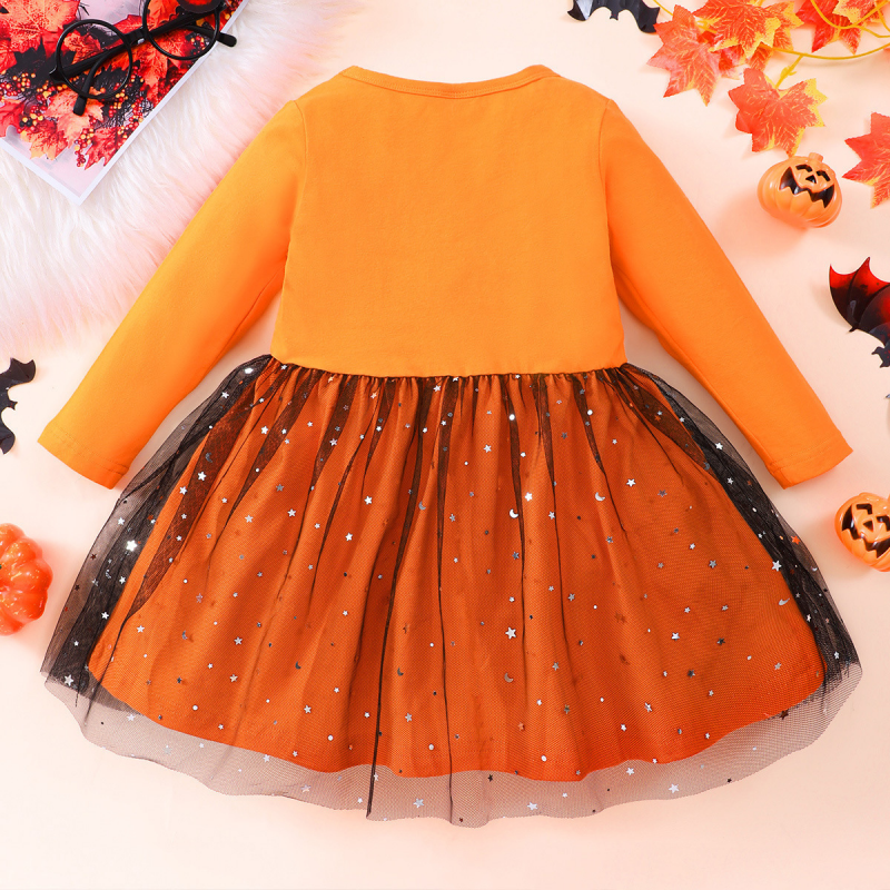 Disney Halloween long-sleeved bat wing dress with net skirt for girls princess dress for autumn party comfortable and soft for little girl to wear Fem