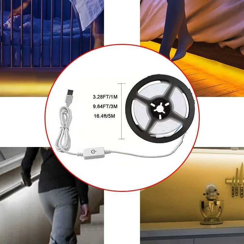 5V USB 2835 LED Strip Light - Touch Sensor Dimmable Flexible Tape for Mirror Cabinet Stair Decor Lighting M251129