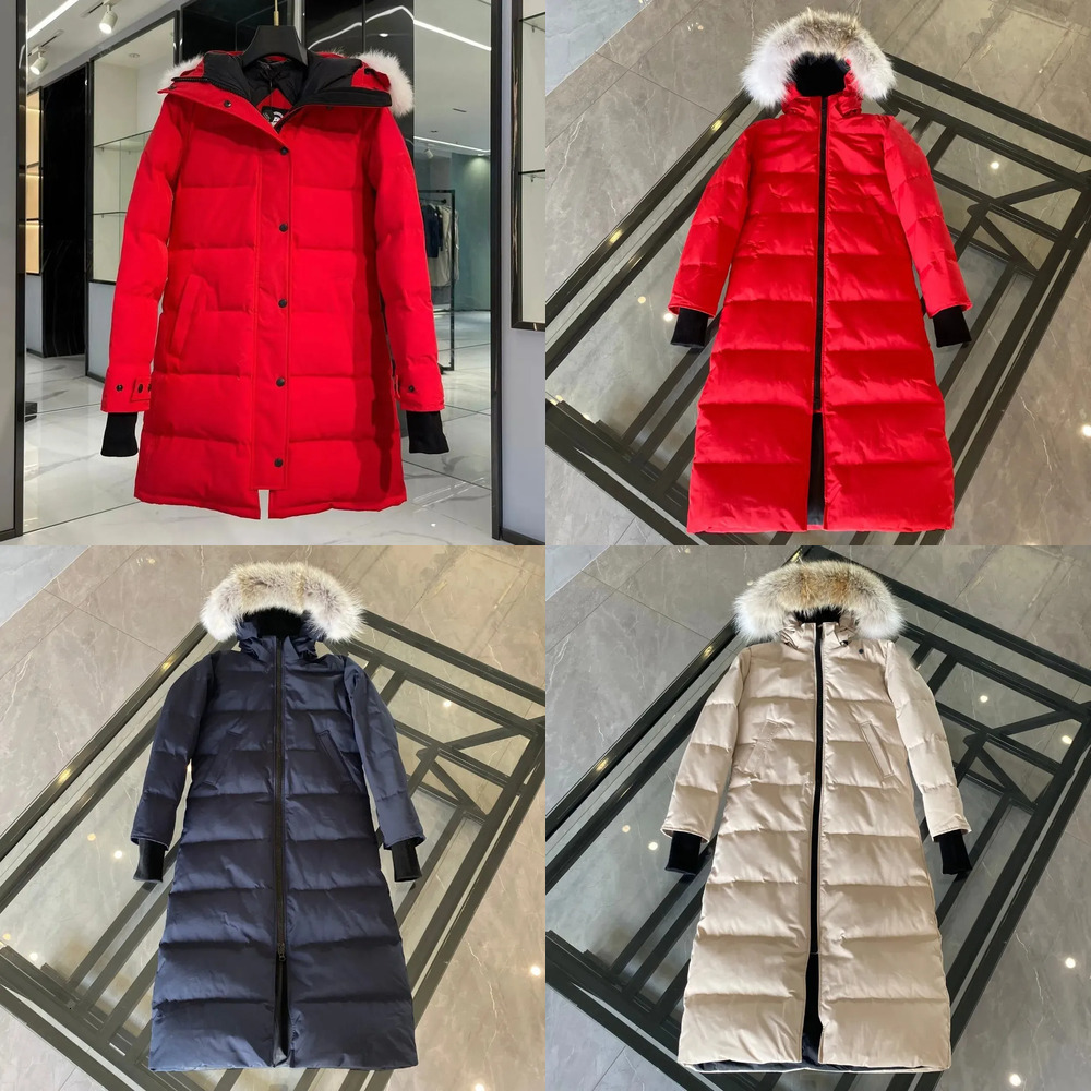 canada Designer goosemendesigner puffer jacket canadian mystique coyote fur winter thickened womens extra long hooded coat Long parka down Jacket 28a