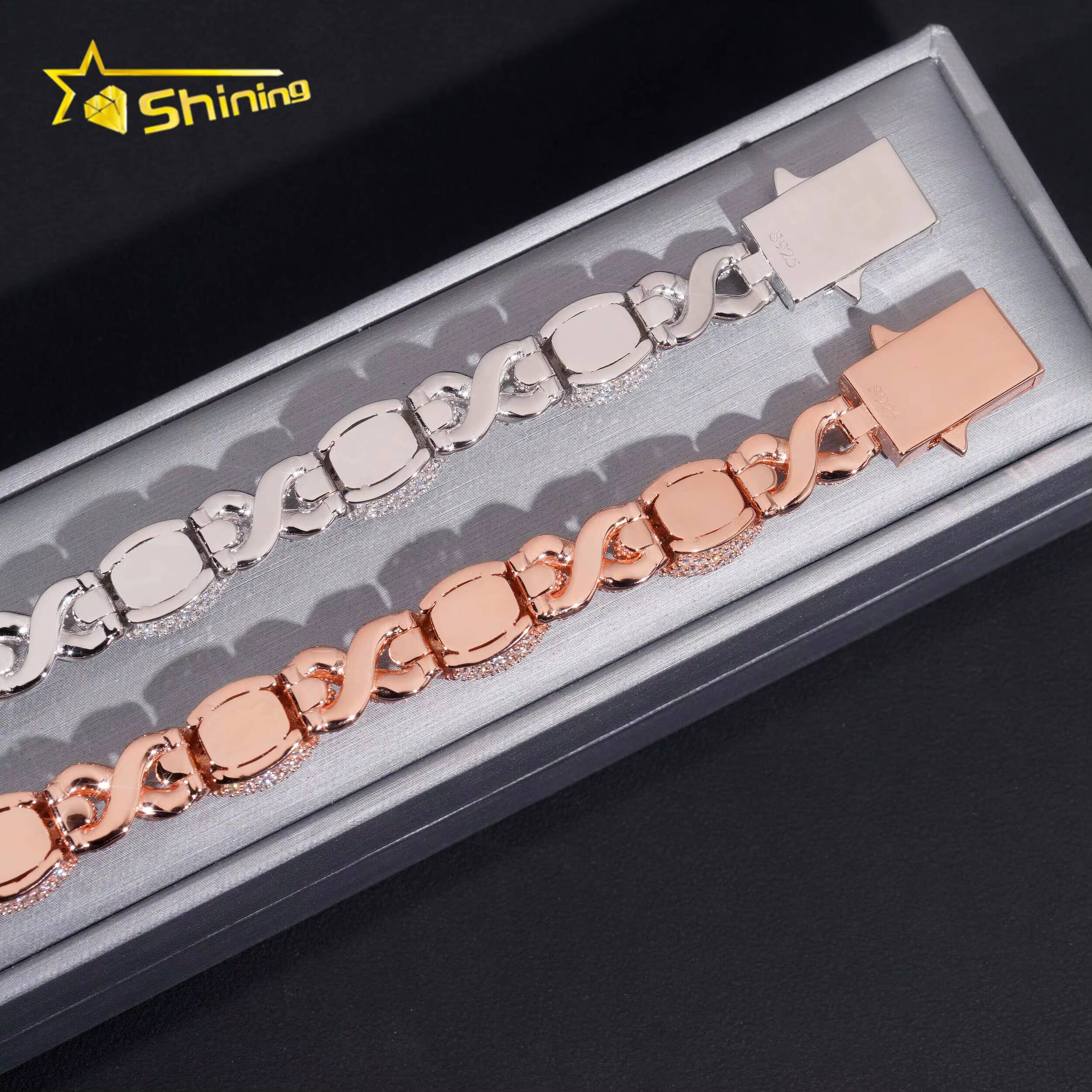 Hot Sale Colorful Moissanite Eye Design Mens Bracelet 925 Sterling Silver Gold Plated Cuban Link Chain Iced Out Bracelet