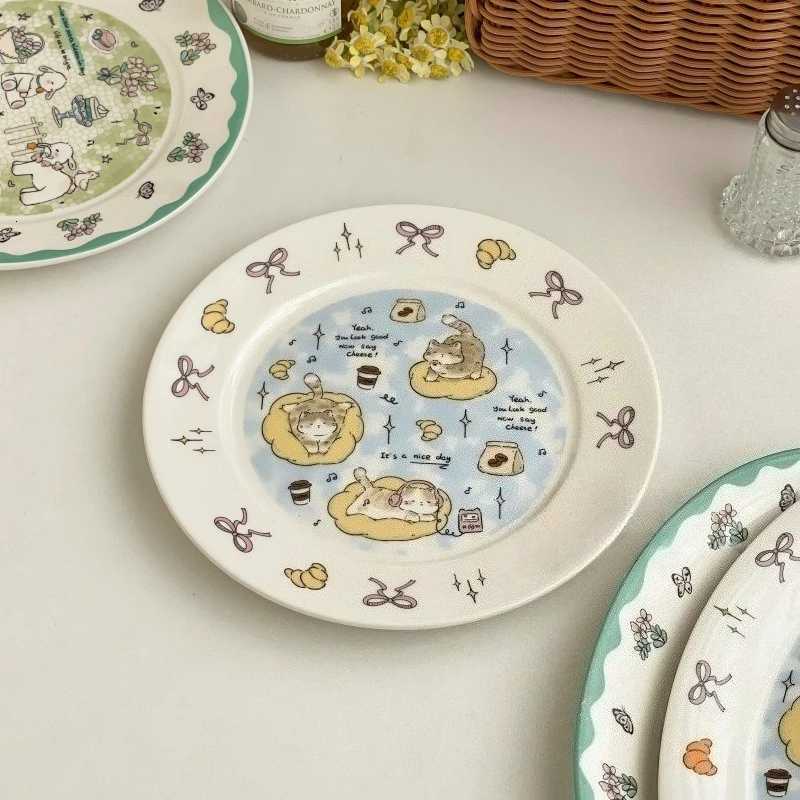 Luxury Cake Plate Exquisite and Cute Tableware Beautif Cartoon Plate Ceramic Oval Dessert Plate Y251129