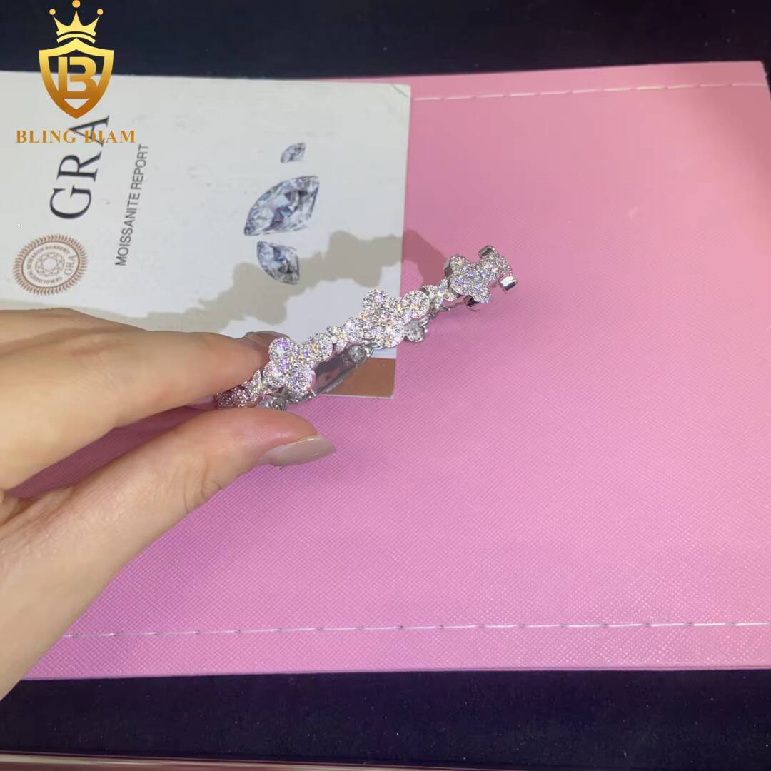 Hot Saling Fashion 10mm 925 Silver Chain Moissanite Cuban Bracelet Men Women Hip Hop Style Pass Diamond Tester GRA Certification