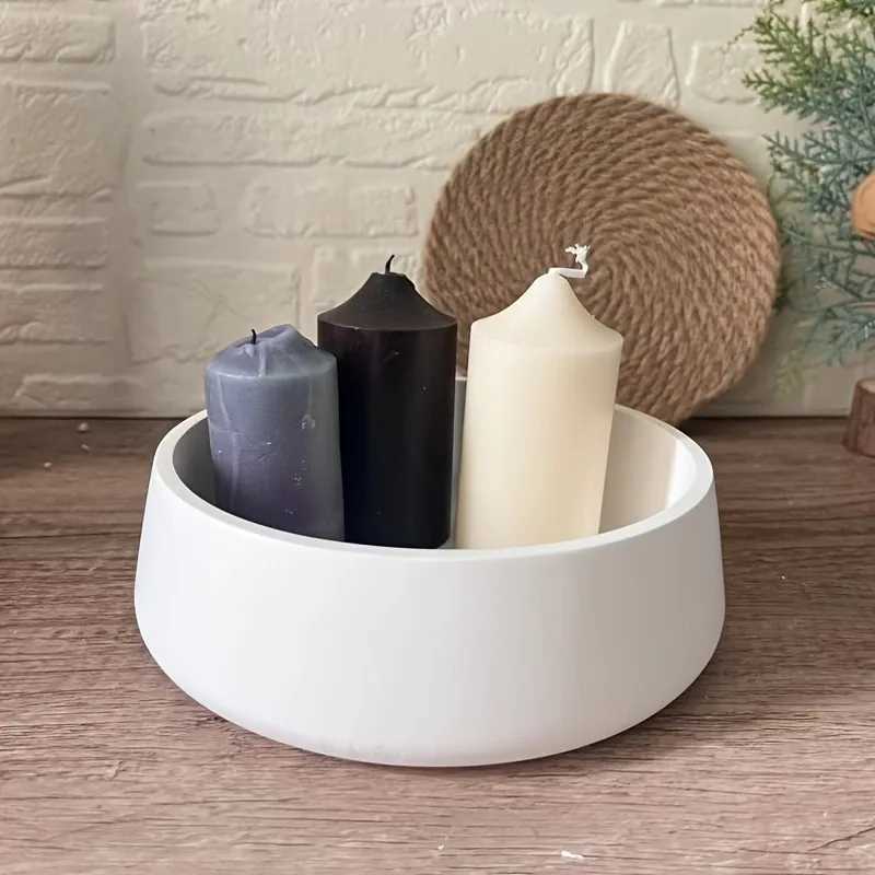 Bowl Shaped Candle Cup Silicone Molds DIY Gypsum Concrete Storage Tray Decorative Ornament Resin Mold Home Handicrafts Casting Y251129
