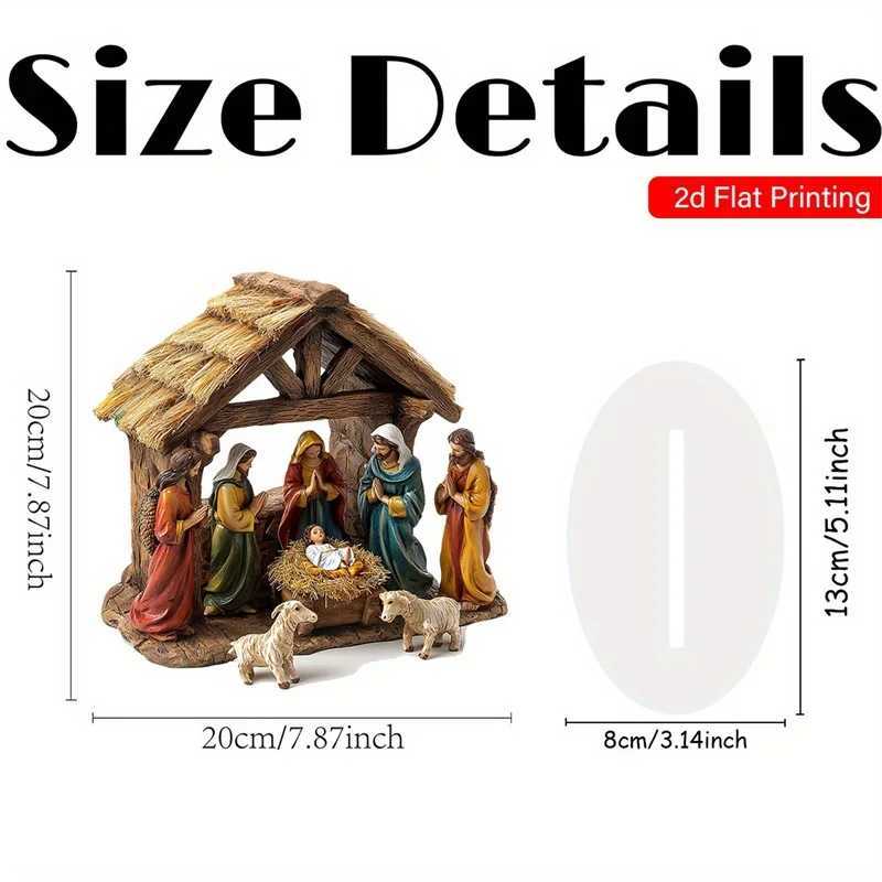 Flat Acrylic Ornament Waterproof Nativity Desktop Decoration For He Off Present H251129