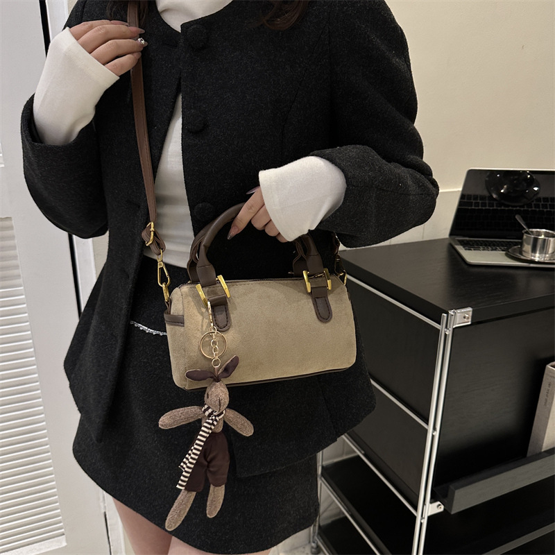 Simple Design Woolen Tote Bag for Women - Chic Cylinder Crossbody Purse, Lightweight Retro Shoulder Bag Free Delivery