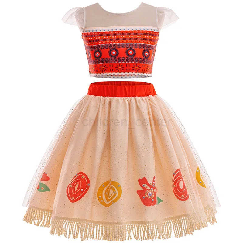 Disney New Movie Moana 2 Girls Dress Halloween Party Costume Princess Fancy Costume Childrens Vaiana Costume W250429
