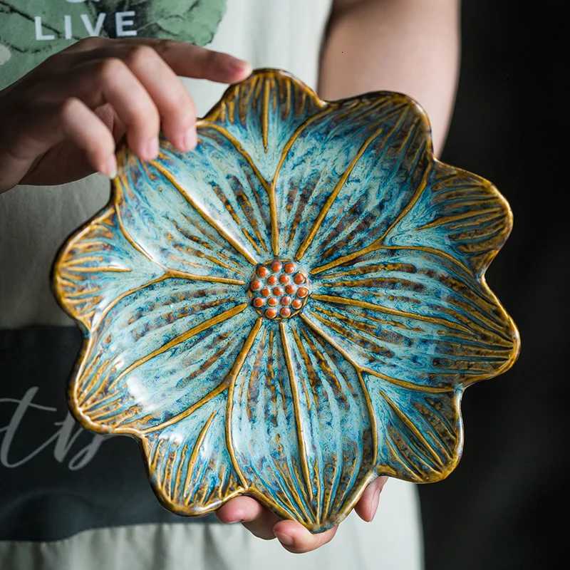 Luxury Irregar Ceramic Plate Flower Leaves Scallops Starfish Conch Fish Shape Decorative Tableware Dinner Plates Dishes Tableware Y251129