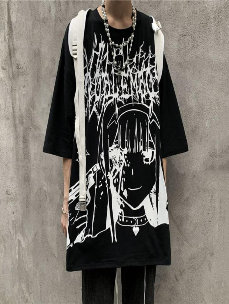 Men039s TShirts Emo Women Men Gothic Anime T Shirt Hip Hop Top Tees Oversized Streetwear Harajuku Tshirt Short Sleeve Alt Tee2513085