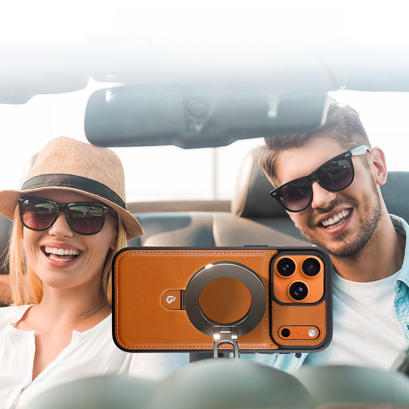 Suitable For Iphone Pro Max Magnetic Stand Phone High-End Business Leather Cover free shipping Apple 17 Shockproof Protective Case