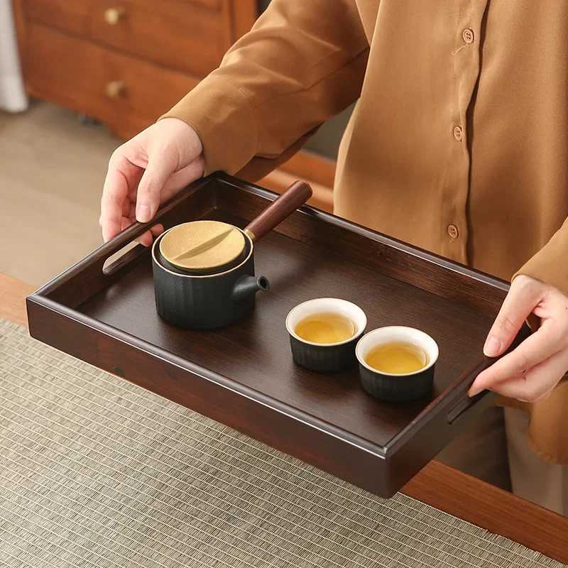 Bamboo Tray with Handle4 Sizes Japanese Style Dry Brewed Tea Tray Thickened Barbecue Bamboo Tray Home Restaurant Tea Set Tray Y251129