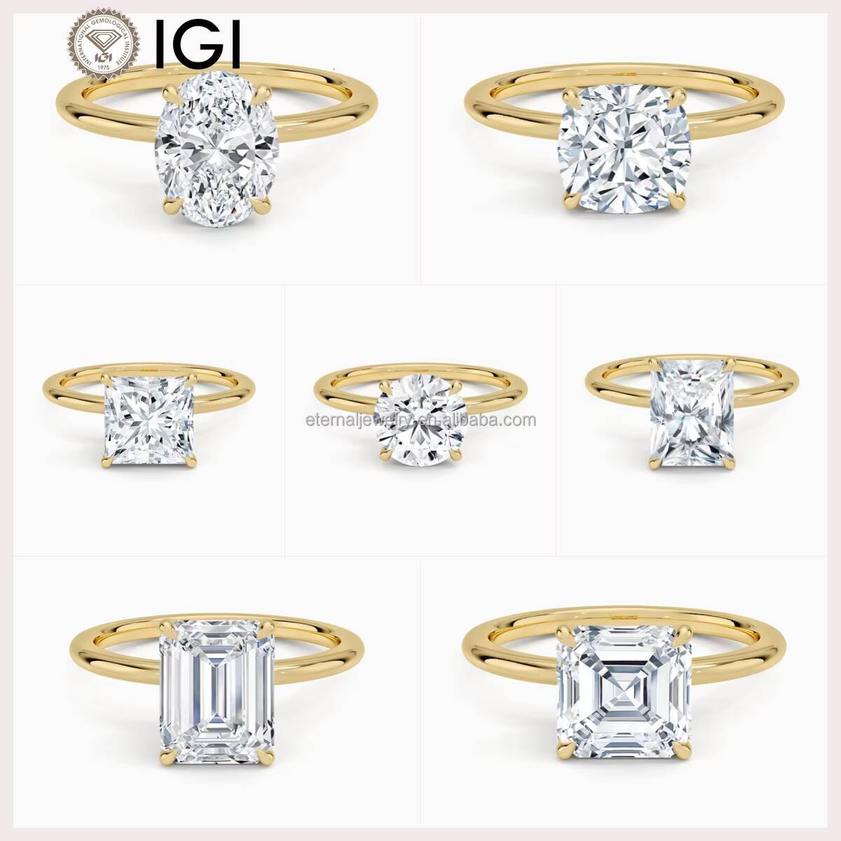 CVD/HPHT VVS/VS Round Cut IGI Laboratory Grown Diamond 9K 10K 14K 18K Solid Gold 1ct 15ct 2ct Solitaire Engagement Ring