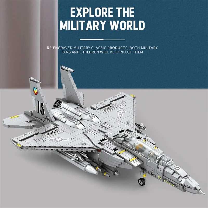 2216PCS Military F-15 Strike Eagle Fighter Building Blocks Cruise Air Force Bomber Model Bricks Collect New Year Gifts Kids Toys J251129