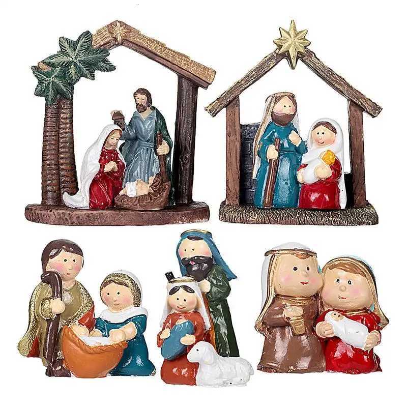 Manger Scene Resin Figurine Christmas Decoration Holy Family Manger Scene Nativity Figures Christmas Nativity Scene Ornament H251129