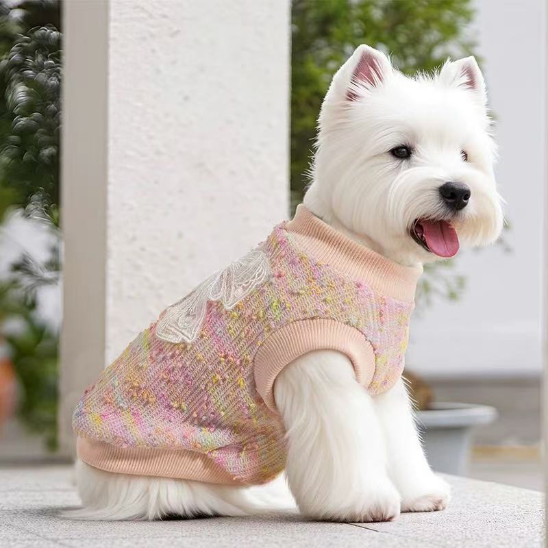 T00102Dog Clothes Spring and Autumn West Highland Bichon Teddy Schnauzer Maltese Small Dog Pet Thin Sweater