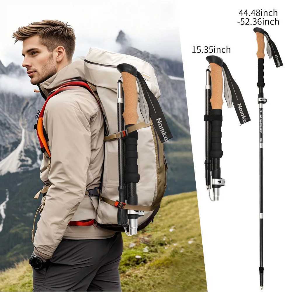 Premium 3K Carbon Fiber Ultra Light Folding Trekking Pole with External Lock for Outdoor Hiking Stick X251128