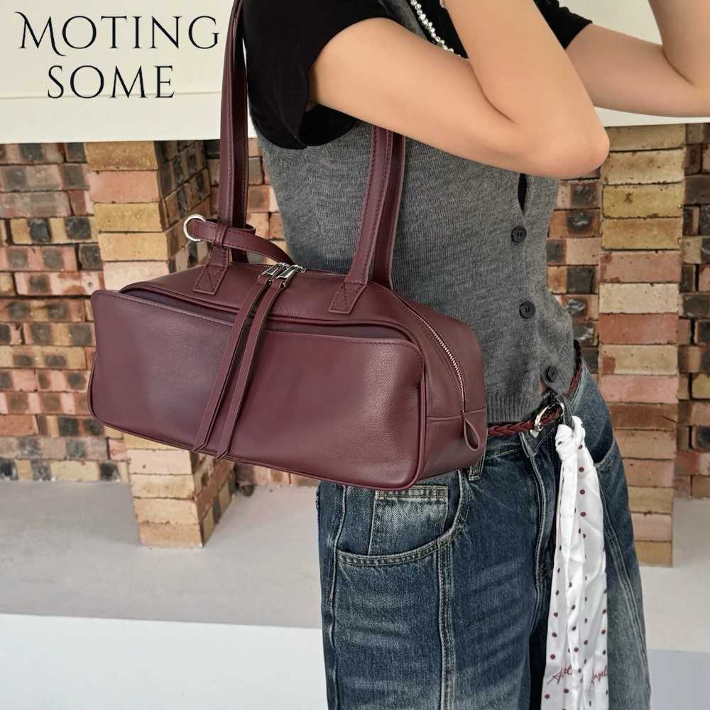 Motingsome Summer Bags First Layer Cowhide Woman Satchel Shoulder Handbag Fashion Underarm Purses Large Capacity Messenger Tote K251128