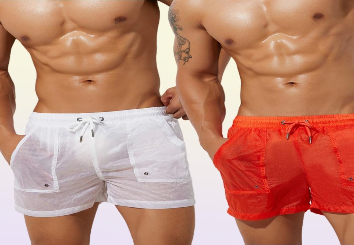 Men039s Mesh Sheer See Through Boxers Shorts Drawstring Swim Surf Trunks Underwear Breathing Watershort Lounge Pants with Pocke7412446