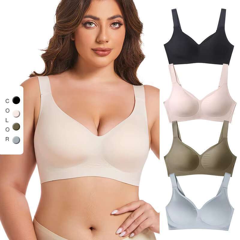 DHessentials Lady Eveyday Brassiere Adjustable Straps Elasticity Nylon Bras Wireless Push up Plus Size Seamless Bra for Women