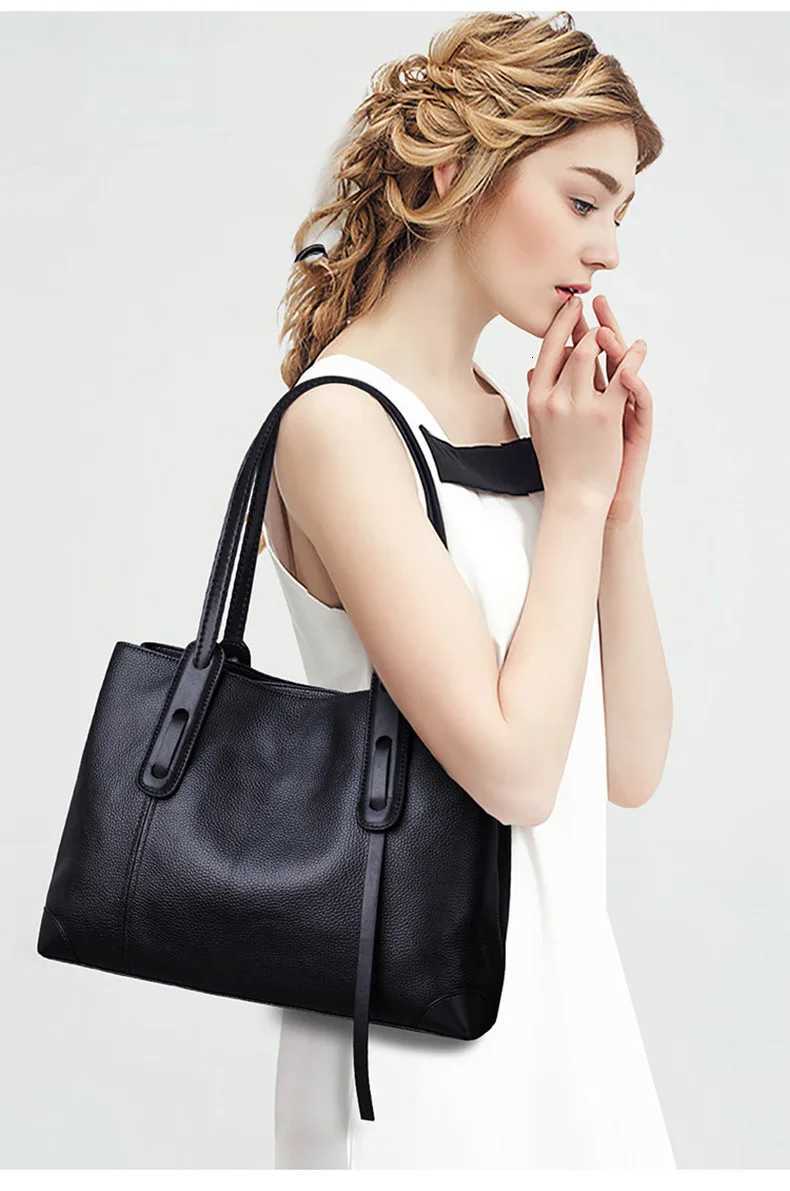 2024 Winter Spring Lichee Genuine Leather Women Shoulder Handbag Large Capacity Soft Cowhide Pacthwork Female Tote Bag K251128