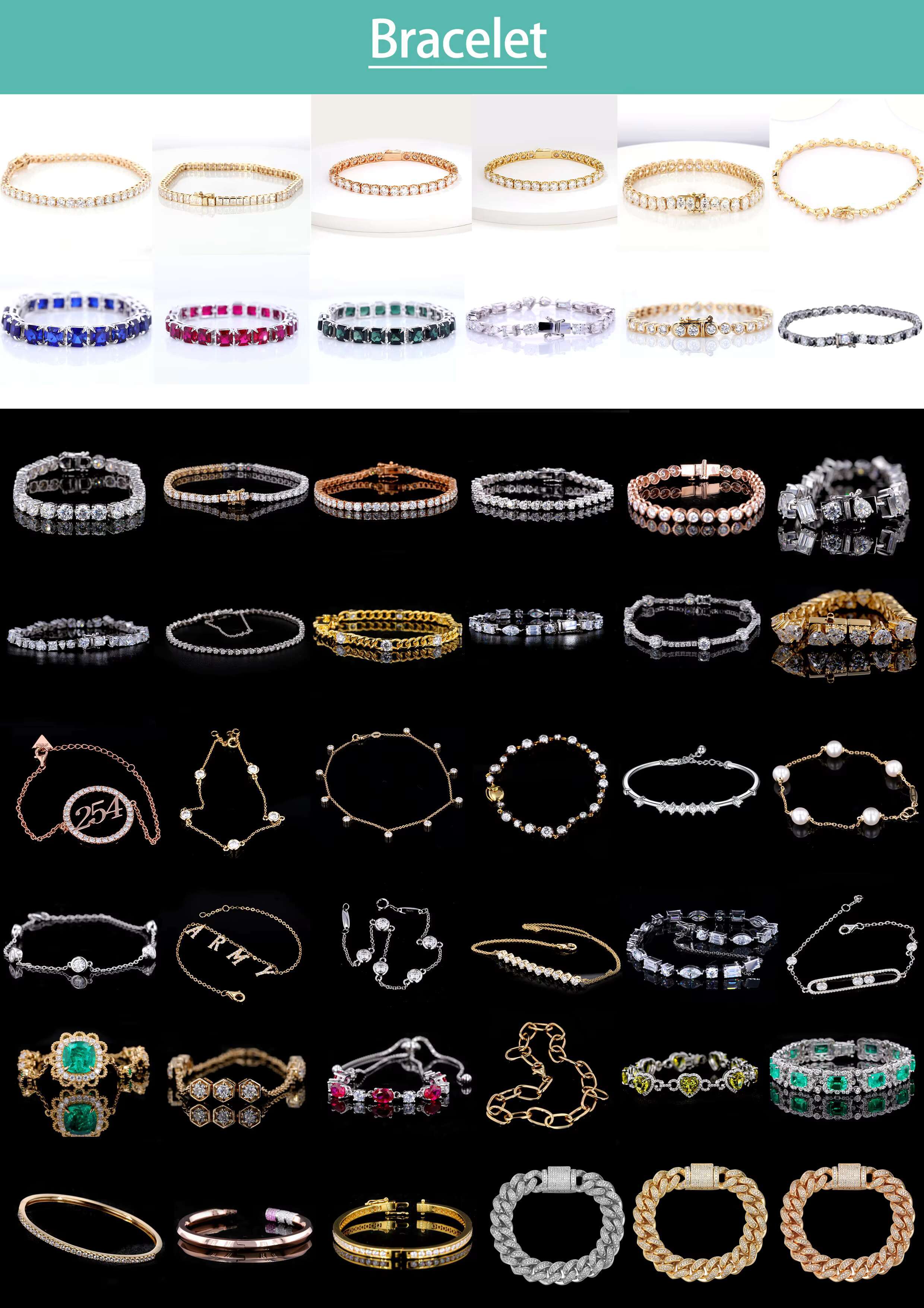 Starsgem 10 White Solid Gold 5mm Lab Grown Diamond Jewelry Tennis Bracelet