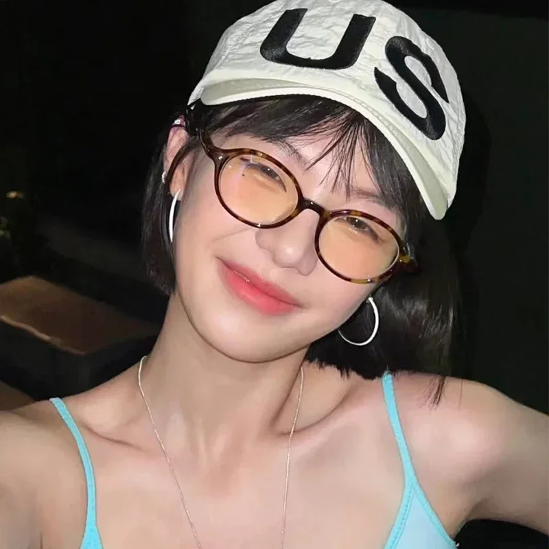 Y2K Retro Oval Frame Glasses Women Leopard Ins Sweet Cool Eyewear Trend Reading Computer Anti Blue Light Eyeglasses 251125