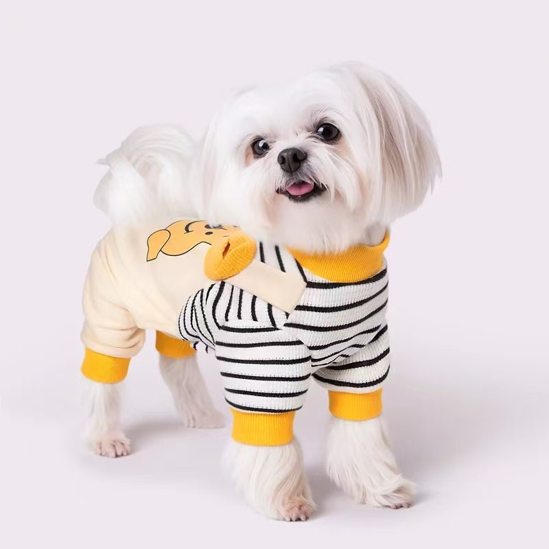 T00101Dog Clothes Spring Thin Style Pullable Four-legged Overalls Pet Teddy Bichon Anti-hair Dropping Small Dog Clothes